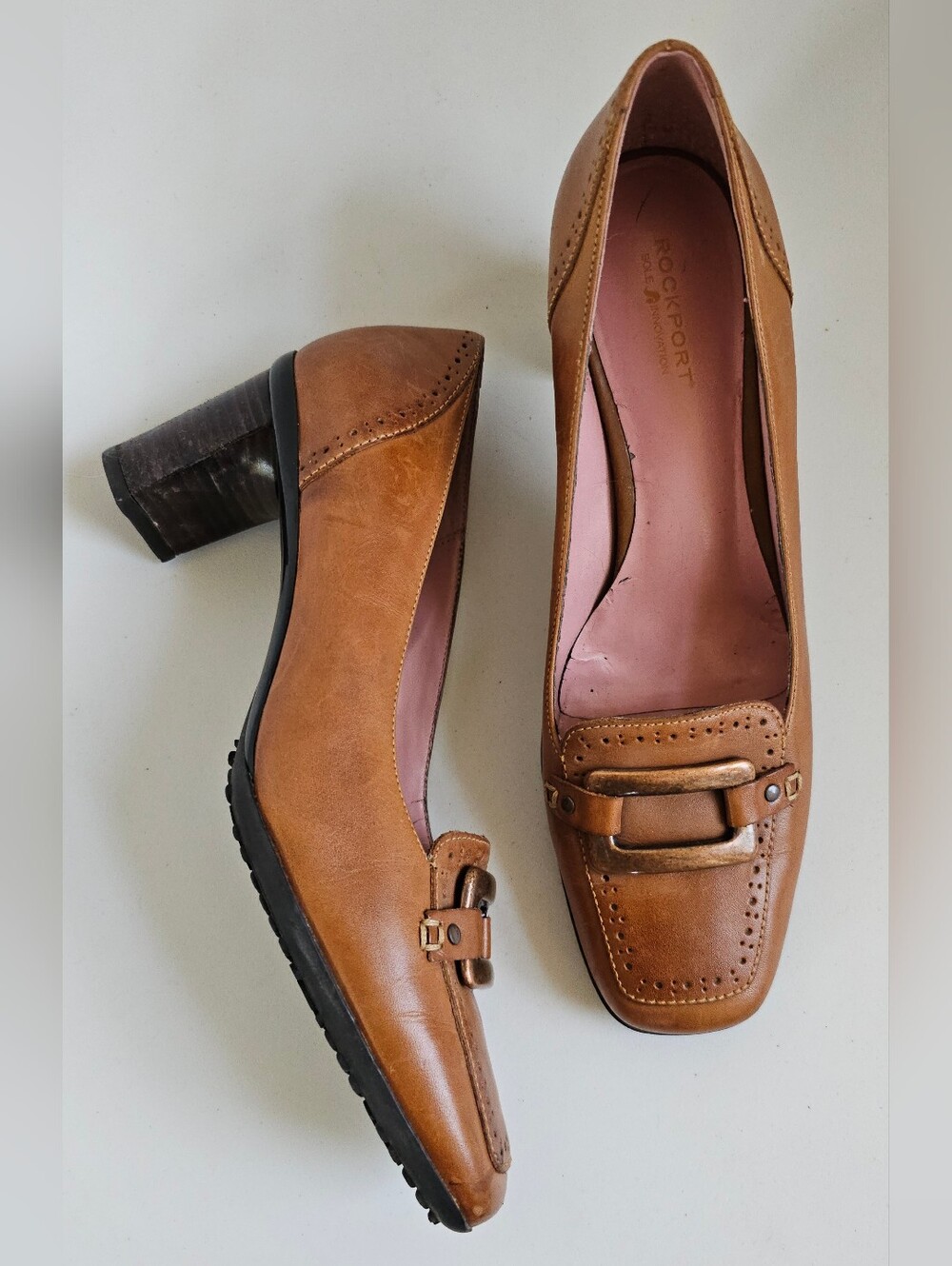 ROCKPORT Tan Leather Loafer Pumps